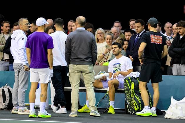 ROTTERDAM, 3-2-25, Sportpaleis Ahoy Rotterdam, ABN AMRO tennistoernooi 2025, Carlos Alcaraz training ABN AMRO tennistoernooi 2025  x27698914x Copyright: