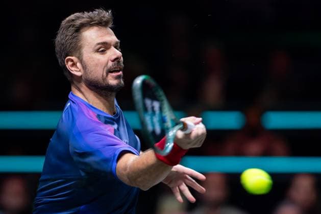 2025-02-03 ABN AMRO Open Day One ROTTERDAM, NETHERLANDS - FEBRUARY 3: Stan Wawrinka of Switzerland in action during Day One of the ABN AMRO Open at Rotterdam Ahoy on February 3, 2025 in Rotterdam, Netherlands. (Photo by Joris Verwijst BSR Agency) Rotterdam Netherlands Content not available for redistribution in The Netherlands directly or indirectly through any third parties. Copyright: xBSRxAgencyx