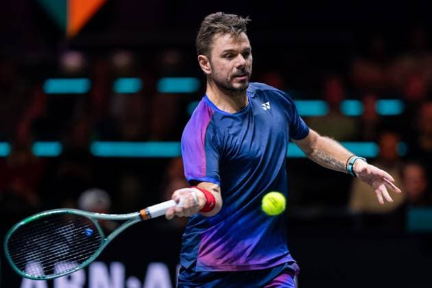 2025-02-03 ABN AMRO Open Day One ROTTERDAM, NETHERLANDS - FEBRUARY 3: Stan Wawrinka of Switzerland in action during Day One of the ABN AMRO Open at Rotterdam Ahoy on February 3, 2025 in Rotterdam, Netherlands. (Photo by Joris Verwijst BSR Agency) Rotterdam Netherlands Content not available for redistribution in The Netherlands directly or indirectly through any third parties. Copyright: xBSRxAgencyx
