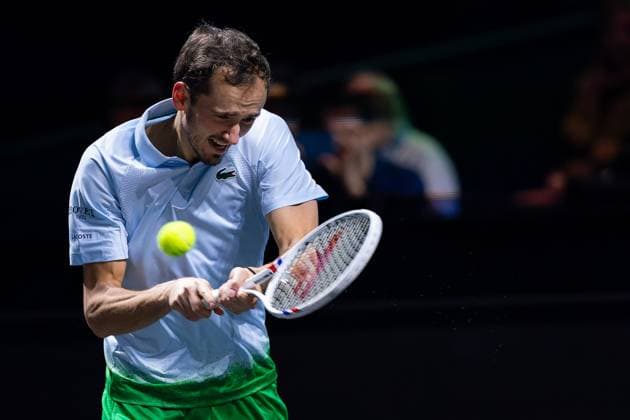 2025-02-03 ABN AMRO Open Day One ROTTERDAM, NETHERLANDS - FEBRUARY 3: Daniil Medvedev of Russia in action during Day One of the ABN AMRO Open at Rotterdam Ahoy on February 3, 2025 in Rotterdam, Netherlands. (Photo by Joris Verwijst BSR Agency) Rotterdam Netherlands Content not available for redistribution in The Netherlands directly or indirectly through any third parties. Copyright: xBSRxAgencyx