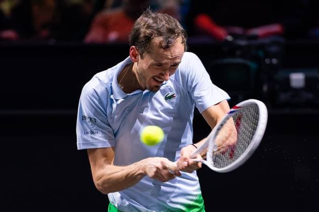 2025-02-03 ABN AMRO Open Day One ROTTERDAM, NETHERLANDS - FEBRUARY 3: Daniil Medvedev of Russia in action during Day One of the ABN AMRO Open at Rotterdam Ahoy on February 3, 2025 in Rotterdam, Netherlands. (Photo by Joris Verwijst BSR Agency) Rotterdam Netherlands Content not available for redistribution in The Netherlands directly or indirectly through any third parties. Copyright: xBSRxAgencyx