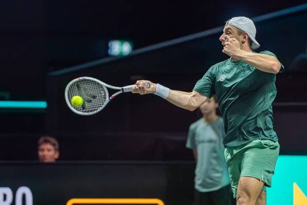 2025-02-03 ABN AMRO Open 2025 ROTTERDAM, NETHERLANDS - FEBRUARY 3: Tallon Griekspoor of The Netherlands competing in the Men s Doubles Round 1 during the ABN AMRO Open 2025 at Rotterdam Ahoy on February 3, 2025 in Rotterdam, Netherlands. Rotterdam Rotterdam Ahoy Netherlands Content not available for redistribution in The Netherlands directly or indirectly through any third parties. Copyright: xAndrexWeeningx