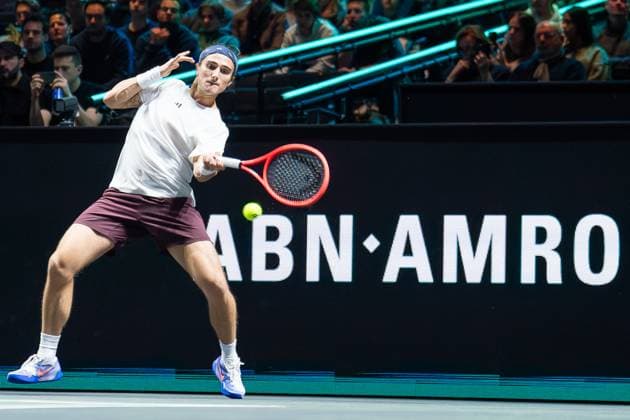 2025-02-03 ABN AMRO Open 2025 ROTTERDAM, NETHERLANDS - FEBRUARY 3: Mattia Bellucci of Italy competing in the Men s Singles Round 1 during the ABN AMRO Open 2025 at Rotterdam Ahoy on February 3, 2025 in Rotterdam, Netherlands. Rotterdam Rotterdam Ahoy Netherlands Content not available for redistribution in The Netherlands directly or indirectly through any third parties. Copyright: xAndrexWeeningx