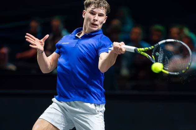 2025-02-03 ABN AMRO Open 2025 ROTTERDAM, NETHERLANDS - FEBRUARY 3: Mees Rottgering of The Netherlands competing in the Men s Singles Round 1 during the ABN AMRO Open 2025 at Rotterdam Ahoy on February 3, 2025 in Rotterdam, Netherlands. Rotterdam Rotterdam Ahoy Netherlands Content not available for redistribution in The Netherlands directly or indirectly through any third parties. Copyright: xAndrexWeeningx
