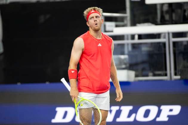 February 3, 2025, Frisco, Texas, USA: ALEJANDR DAVIDVICH FOKINA (ESP) reacts in a singles match during day three of the 2025 Dallas Open at the Star in Frisco, TX. Davidovich Fokina defeated Holt, 6:1, 7:5. Frisco USA - ZUMAh193 20250203_zsp_h193_015 Copyright: xDanielxMcGregor-Huyerx