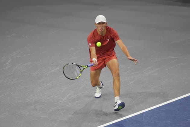 FRISCO, TX - FEBRUARY 03: Ethan Quinn (USA) hits a forehand during the first round of the Dallas Open on February 3, 2025, at Ford Center at The Star in Frisco, TX. (Photo by George Walker Icon Sportswire) TENNIS: FEB 03 Dallas Open EDITORIAL USE ONLY Icon250203088