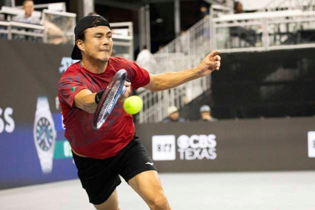 February 3, 2025, Frisco, Texas, USA: TARO DANIEL (USA) uses a fore hand in a singles match during day three of the 2025 Dallas Open at the Star in Frisco, TX. Tiafoe defeated Daniel, 6:1, 3:6, 6:4. Frisco USA - ZUMAh193 20250203_zsp_h193_042 Copyright: xDanielxMcGregor-Huyerx