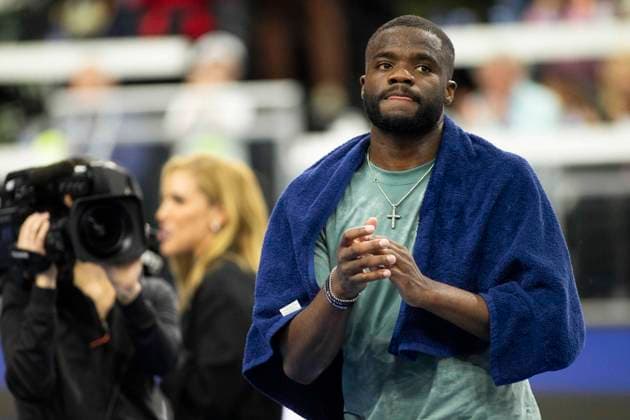 February 3, 2025, Frisco, Texas, USA: FRANCIS TIAFOE (USA) celebrates after winning a singles match during day three of the 2025 Dallas Open at the Star in Frisco, TX. Tiafoe defeated Daniel, 6:1, 3:6, 6:4. Frisco USA - ZUMAh193 20250203_zsp_h193_059 Copyright: xDanielxMcGregor-Huyerx