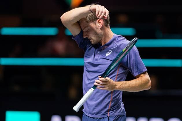 2025-02-04 ABN AMRO Open Day One ROTTERDAM, NETHERLANDS - FEBRUARY 4: David Goffin of Belgium looks dejected during Day One of the ABN AMRO Open at Rotterdam Ahoy on February 4, 2025 in Rotterdam, Netherlands. (Photo by Joris Verwijst BSR Agency) Rotterdam Netherlands Content not available for redistribution in The Netherlands directly or indirectly through any third parties. Copyright: xBSRxAgencyx
