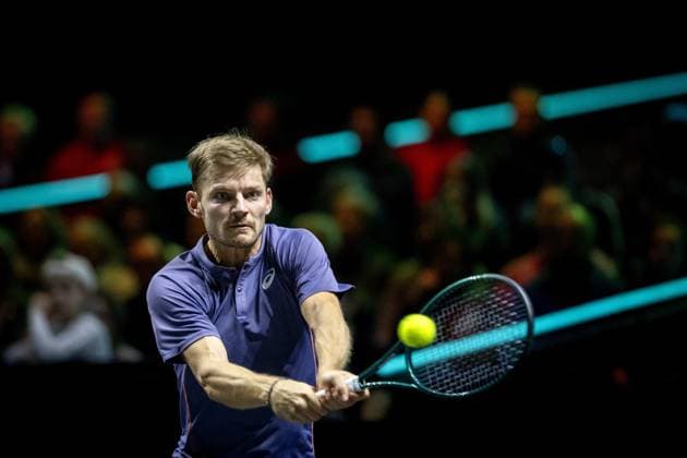 ROTTERDAM - David Goffin (BEL) in action against Alex de Minaur (AUS) on the second day of the ABN AMRO Open tennis tournament in Ahoy. ANP SANDER KING ABN AMRO Open - Day Two 2025 xVIxANPxSportx xxANPxIVx 519122454 originalFilename: 519122454.jpg