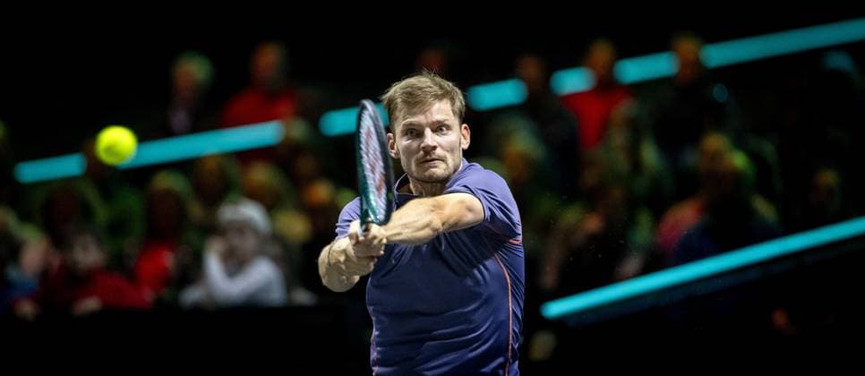 ROTTERDAM - David Goffin (BEL) in action against Alex de Minaur (AUS) on the second day of the ABN AMRO Open tennis tournament in Ahoy. ANP SANDER KING ABN AMRO Open - Day Two 2025 xVIxANPxSportx xxANPxIVx 519122472 originalFilename: 519122472.jpg