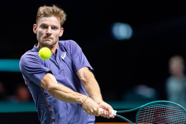 2025-02-04 ABN AMRO Open Day One ROTTERDAM, NETHERLANDS - FEBRUARY 4: David Goffin of Belgium in action during Day One of the ABN AMRO Open at Rotterdam Ahoy on February 4, 2025 in Rotterdam, Netherlands. (Photo by Joris Verwijst BSR Agency) Rotterdam Netherlands Content not available for redistribution in The Netherlands directly or indirectly through any third parties. Copyright: xBSRxAgencyx