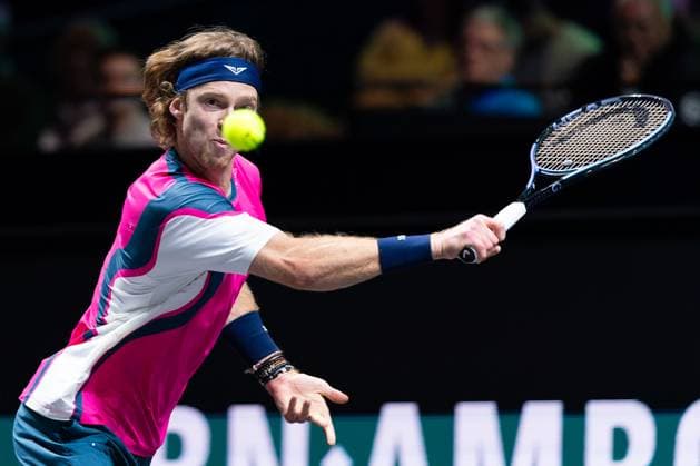 2025-02-04 ABN AMRO Open Day One ROTTERDAM, NETHERLANDS - FEBRUARY 4: Andrey Rublev of Russia in action during Day One of the ABN AMRO Open at Rotterdam Ahoy on February 4, 2025 in Rotterdam, Netherlands. (Photo by Joris Verwijst BSR Agency) Rotterdam Netherlands Content not available for redistribution in The Netherlands directly or indirectly through any third parties. Copyright: xBSRxAgencyx