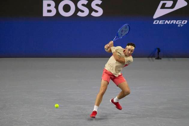 February 4, 2025, Frisco, Texas, USA: CASPER RUUD (NOR) returns with a fore hand in a singles match against JAMES DUCKWORTH (AUS) during day four of the 2025 Dallas Open at the Star in Frisco, TX. CASPER RUUD (NOR) defeated JAMES DUCKWORTH (AUS), 7:5, 4:6, 6:2. Frisco USA - ZUMAh193 20250204_zsp_h193_026 Copyright: xDanielxMcGregor-Huyerx