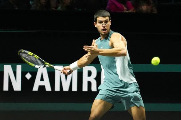 ABN AMRO OPEN 2025 - Rotterdam Carlos Alcaraz of Espagne during the ABN AMRO Open 2025, ATP, Tennis Herren 500 Tennis 16 eme Finale event on 4 January 2025 in Rotterdam, Netherlands - Photo Laurent Lairys ABACAPRESS.COM Rotterdam Netherlands  Copyright: xLairysxLaurent ABACAx
