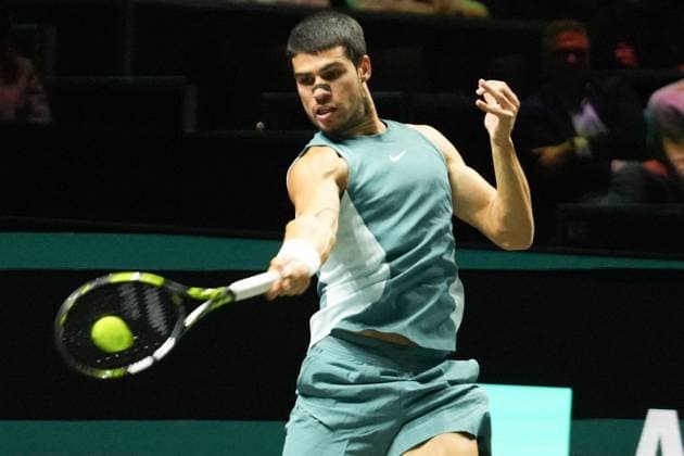 ABN AMRO OPEN 2025 - Rotterdam Carlos Alcaraz of Espagne during the ABN AMRO Open 2025, ATP, Tennis Herren 500 Tennis 16 eme Finale event on 4 January 2025 in Rotterdam, Netherlands - Photo Laurent Lairys ABACAPRESS.COM Rotterdam Netherlands  Copyright: xLairysxLaurent ABACAx