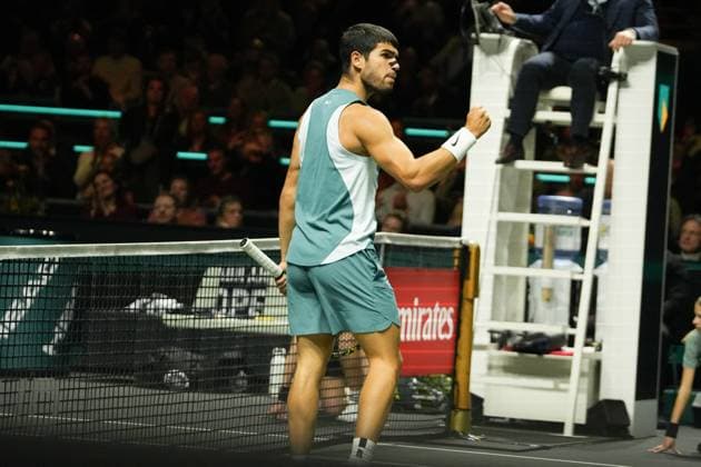 ABN AMRO OPEN 2025 - Rotterdam Carlos Alcaraz of Espagne during the ABN AMRO Open 2025, ATP, Tennis Herren 500 Tennis 16 eme Finale event on 4 January 2025 in Rotterdam, Netherlands - Photo Laurent Lairys ABACAPRESS.COM Rotterdam Netherlands  Copyright: xLairysxLaurent ABACAx