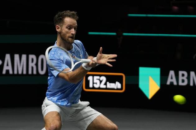 TENNIS - ABN AMRO OPEN 2025 Laurent Lairys MAXPPP - Contant Lestienne of France during the ABN AMRO Open 2025, ATP, Tennis Herren 500 Tennis 16 eme Finale event on 5 January 2025 in Rotterdam, Netherlands - Photo Laurent Lairys MAXPPP Rotterdam Netherlands  Copyright: xMAXPPPxLaurentxLairysx LLR202502054997 LLR202502054997