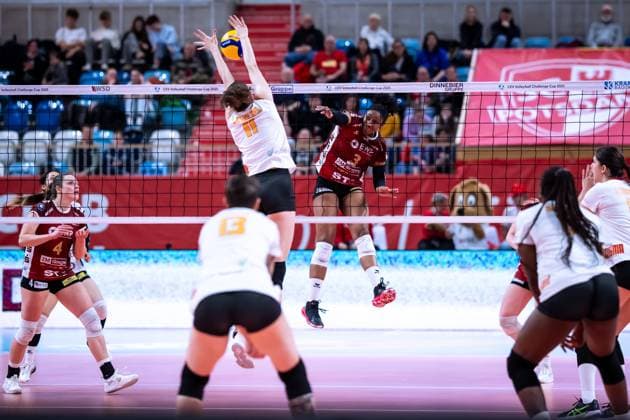 CEV Challenge Cup Halbfinale SC Potsdam - Roma Volley; 05.02.2025 CEV Challenge Cup SC Potsdam - Roma Volley; 3 SCP Danielle Harbin Copyright: xBEAUTIFULxSPORTS NicolxMarschallx