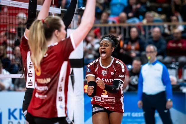 CEV Challenge Cup semi-final SC Potsdam Roma Volley 05 02 2025 CEV Challenge Cup SC Potsdam Roma Volley 3 SCP Danielle Harbin Copyright: xBEAUTIFULxSPORTS NicolxMarschallx