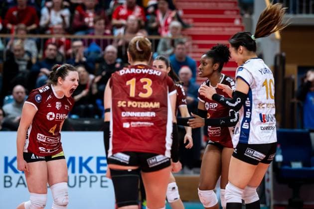 CEV Challenge Cup semi-final SC Potsdam Roma Volley 05 02 2025 CEV Challenge Cup SC Potsdam Roma Volley 4 SCP Jenna Ewert Copyright: xBEAUTIFULxSPORTS NicolxMarschallx