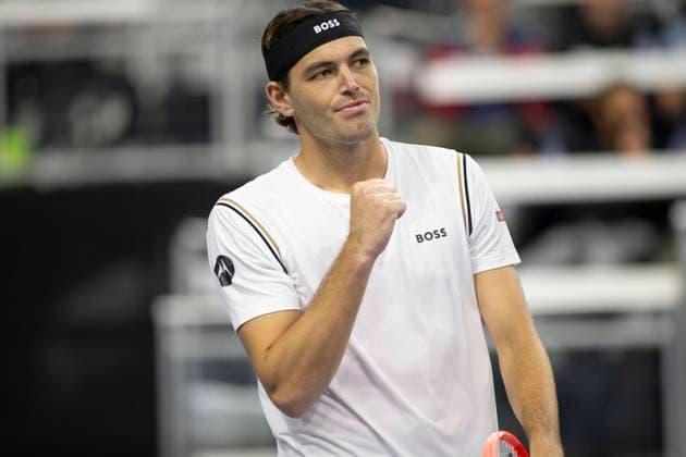 February 5, 2025, Frisco, Texas, USA: TAYLOR FRITZ (USA) reacts in a singles match against ARTHUR RINDERKNECH (FRA) during day five of the 2025 Dallas Open at the Star in Frisco, TX. TAYLOR FRITZ (USA) defeated ARTHUR RINDERKNECH (CZE), 6:4, 6:2. Frisco USA - ZUMAh193 20250205_zsp_h193_066 Copyright: xDanielxMcGregor-Huyerx