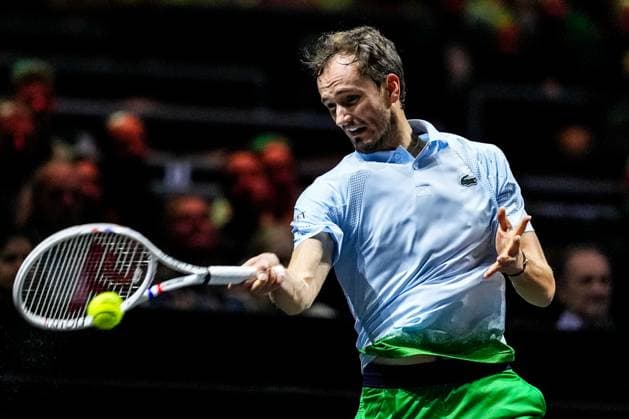 ROTTERDAM, NETHERLANDS - FEBRUARY 5: Daniil Medvedev of Russia plays a forehand in his Men s Singles Second Round match against Mattia Bellucci of Italy during day three of the ABN AMRO Open at the Rotterdam Ahoy on February 5, 2025 in Rotterdam, Netherlands. (Photo by Rene Nijhuis) SPO  Copyright: xRenexNijhuis