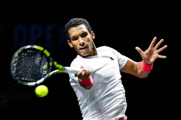 ROTTERDAM, NETHERLANDS - FEBRUARY 5: Felix Auger-Aliassime of Canada plays a forehand in his Men s Singles First Round match against Andrea Vavassori of Italy during day three of the ABN AMRO Open at the Rotterdam Ahoy on February 5, 2025 in Rotterdam, Netherlands. (Photo by Rene Nijhuis) SPO  Copyright: xRenexNijhuis