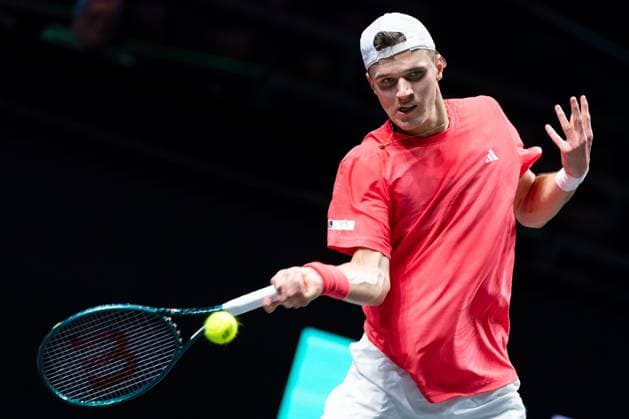 2025-02-06 ABN AMRO Open Day Four ROTTERDAM, NETHERLANDS - FEBRUARY 6: Jakub Mensik of Czech Republic in action during Day Four of the ABN AMRO Open at Rotterdam Ahoy on February 6, 2025 in Rotterdam, Netherlands. (Photo by Joris Verwijst BSR Agency) Rotterdam Netherlands Content not available for redistribution in The Netherlands directly or indirectly through any third parties. Copyright: xBSRxAgencyx