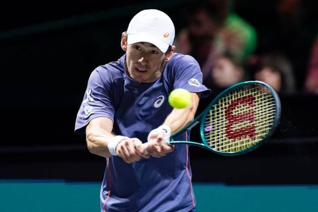 2025-02-06 ABN AMRO Open Day Four ROTTERDAM, NETHERLANDS - FEBRUARY 6: Alex De Minaur of Australia in action during Day Four of the ABN AMRO Open at Rotterdam Ahoy on February 6, 2025 in Rotterdam, Netherlands. (Photo by Joris Verwijst BSR Agency) Rotterdam Netherlands Content not available for redistribution in The Netherlands directly or indirectly through any third parties. Copyright: xBSRxAgencyx