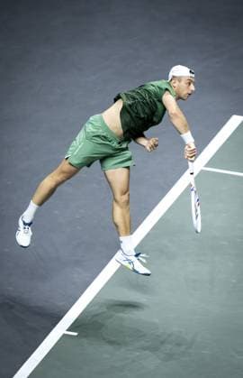 ROTTERDAM - Tallon Griekspoor(NED) in action against Stefanos Tsitsipas (GRE) on the fourth day of the ABN AMRO Open tennis tournament in Ahoy. ANP SANDER KONING ABN AMRO Open - Day Four 2025 xVIxANPxSportx xxANPxIVx 519265751 originalFilename: 519265751.jpg