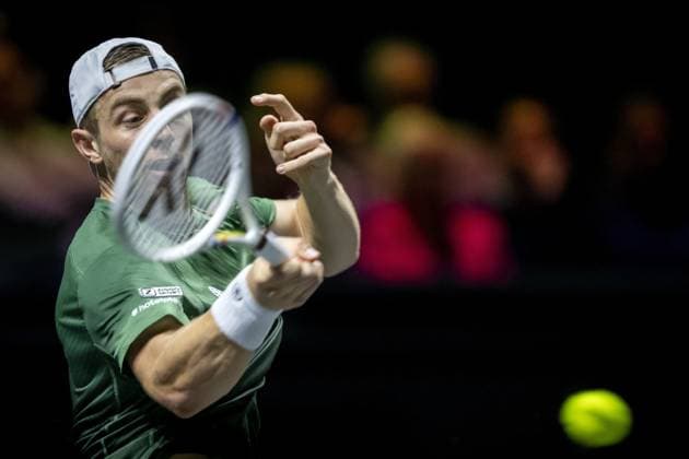 ROTTERDAM - Tallon Griekspoor(NED) in action against Stefanos Tsitsipas (GRE) on the fourth day of the ABN AMRO Open tennis tournament in Ahoy. ANP SANDER KONING ABN AMRO Open - Day Four 2025 xVIxANPxSportx xxANPxIVx 519265909 originalFilename: 519265909.jpg