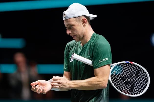 2025-02-06 ABN AMRO Open Day Four ROTTERDAM, NETHERLANDS - FEBRUARY 6: Tallon Griekspoor of the Netherlands looks dejected during Day Four of the ABN AMRO Open at Rotterdam Ahoy on February 6, 2025 in Rotterdam, Netherlands. (Photo by Joris Verwijst BSR Agency) Rotterdam Netherlands Content not available for redistribution in The Netherlands directly or indirectly through any third parties. Copyright: xBSRxAgencyx