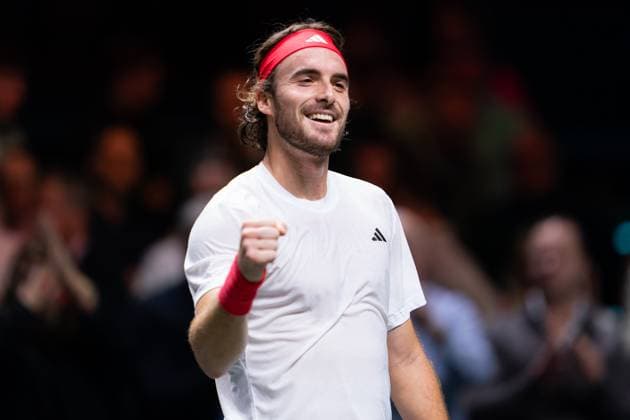 2025-02-06 ABN AMRO Open Day Four ROTTERDAM, NETHERLANDS - FEBRUARY 6: Stefanos Tsitsipas of Greece reacts during Day Four of the ABN AMRO Open at Rotterdam Ahoy on February 6, 2025 in Rotterdam, Netherlands. (Photo by Joris Verwijst BSR Agency) Rotterdam Netherlands Content not available for redistribution in The Netherlands directly or indirectly through any third parties. Copyright: xBSRxAgencyx