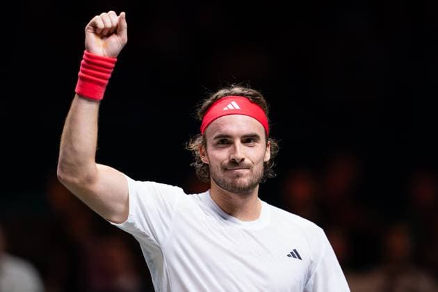 2025-02-06 ABN AMRO Open Day Four ROTTERDAM, NETHERLANDS - FEBRUARY 6: Stefanos Tsitsipas of Greece reacts during Day Four of the ABN AMRO Open at Rotterdam Ahoy on February 6, 2025 in Rotterdam, Netherlands. (Photo by Joris Verwijst BSR Agency) Rotterdam Netherlands Content not available for redistribution in The Netherlands directly or indirectly through any third parties. Copyright: xBSRxAgencyx