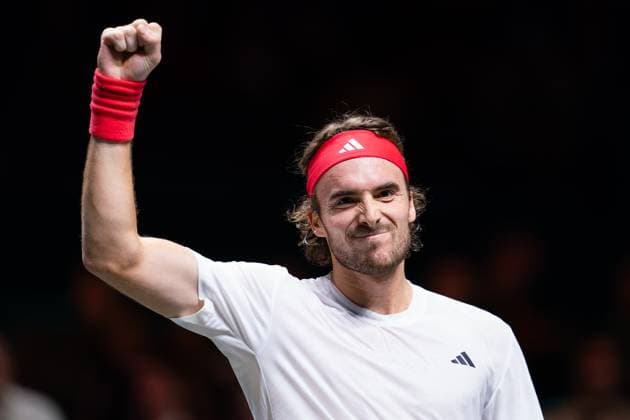 2025-02-06 ABN AMRO Open Day Four ROTTERDAM, NETHERLANDS - FEBRUARY 6: Stefanos Tsitsipas of Greece reacts during Day Four of the ABN AMRO Open at Rotterdam Ahoy on February 6, 2025 in Rotterdam, Netherlands. (Photo by Joris Verwijst BSR Agency) Rotterdam Netherlands Content not available for redistribution in The Netherlands directly or indirectly through any third parties. Copyright: xBSRxAgencyx
