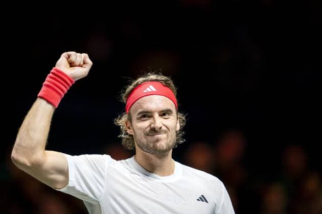 ROTTERDAM - Stefanos Tsitsipas (GRE) after his won match against Tallon Griekspoor (NED) on the fourth day of the ABN AMRO Open tennis tournament in Ahoy. ANP SANDER KING ABN AMRO Open - Day Four 2025 xVIxANPxSportx xxANPxIVx 519275497 originalFilename: 519275497.jpg