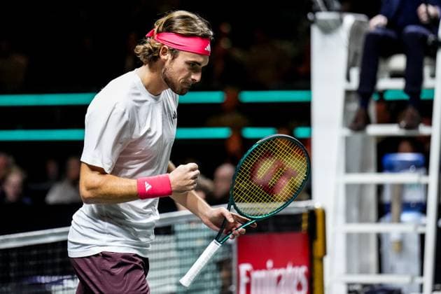 ROTTERDAM, NETHERLANDS - FEBRUARY 6: Stefanos Tsitsipas of Greece celebrates a point in his Men s Singles Second Round match against Tallon Griekspoor of the Netherlands during day four of the ABN AMRO Open at the Rotterdam Ahoy on February 6, 2025 in Rotterdam, Netherlands. (Photo by Rene Nijhuis) SPO  Copyright: xRenexNijhuis