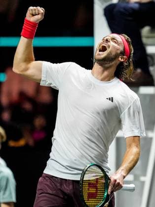 ROTTERDAM, NETHERLANDS - FEBRUARY 6: Stefanos Tsitsipas of Greece celebrates his win after his Men s Singles Second Round match against Tallon Griekspoor of the Netherlands during day four of the ABN AMRO Open at the Rotterdam Ahoy on February 6, 2025 in Rotterdam, Netherlands. (Photo by Rene Nijhuis) SPO  Copyright: xRenexNijhuis