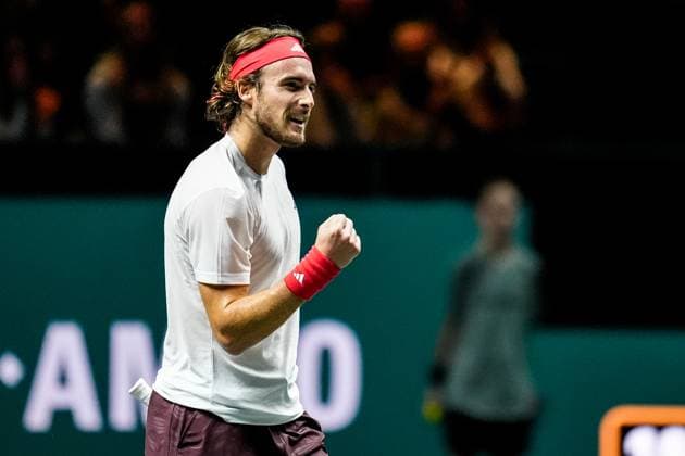 ROTTERDAM, NETHERLANDS - FEBRUARY 6: Stefanos Tsitsipas of Greece celebrates his win after his Men s Singles Second Round match against Tallon Griekspoor of the Netherlands during day four of the ABN AMRO Open at the Rotterdam Ahoy on February 6, 2025 in Rotterdam, Netherlands. (Photo by Rene Nijhuis) SPO  Copyright: xRenexNijhuis