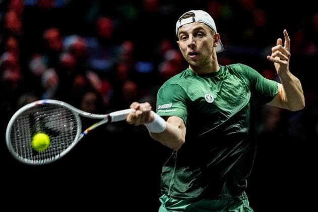 ROTTERDAM, NETHERLANDS - FEBRUARY 6: Tallon Griekspoor of the Netherlands plays a forehand in his Men s Singles Second Round match against Stefanos Tsitsipas of Greece during day four of the ABN AMRO Open at the Rotterdam Ahoy on February 6, 2025 in Rotterdam, Netherlands. (Photo by Rene Nijhuis) SPO  Copyright: xRenexNijhuis