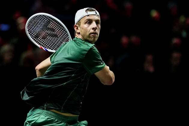 ROTTERDAM, NETHERLANDS - FEBRUARY 6: Tallon Griekspoor of the Netherlands plays a forehand in his Men s Singles Second Round match against Stefanos Tsitsipas of Greece during day four of the ABN AMRO Open at the Rotterdam Ahoy on February 6, 2025 in Rotterdam, Netherlands. (Photo by Rene Nijhuis) SPO  Copyright: xRenexNijhuis