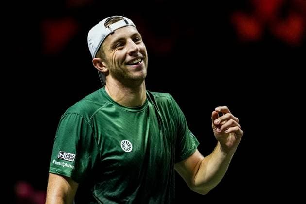 ROTTERDAM, NETHERLANDS - FEBRUARY 6: Tallon Griekspoor of the Netherlands reacts in his Men s Singles Second Round match against Stefanos Tsitsipas of Greece during day four of the ABN AMRO Open at the Rotterdam Ahoy on February 6, 2025 in Rotterdam, Netherlands. (Photo by Rene Nijhuis) SPO  Copyright: xRenexNijhuis