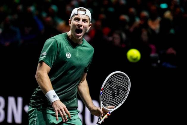 ROTTERDAM, NETHERLANDS - FEBRUARY 6: Tallon Griekspoor of the Netherlands reacts in his Men s Singles Second Round match against Stefanos Tsitsipas of Greece during day four of the ABN AMRO Open at the Rotterdam Ahoy on February 6, 2025 in Rotterdam, Netherlands. (Photo by Rene Nijhuis) SPO  Copyright: xRenexNijhuis