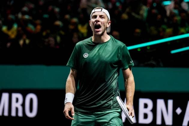 ROTTERDAM, NETHERLANDS - FEBRUARY 6: Tallon Griekspoor of the Netherlands reacts in his Men s Singles Second Round match against Stefanos Tsitsipas of Greece during day four of the ABN AMRO Open at the Rotterdam Ahoy on February 6, 2025 in Rotterdam, Netherlands. (Photo by Rene Nijhuis) SPO  Copyright: xRenexNijhuis