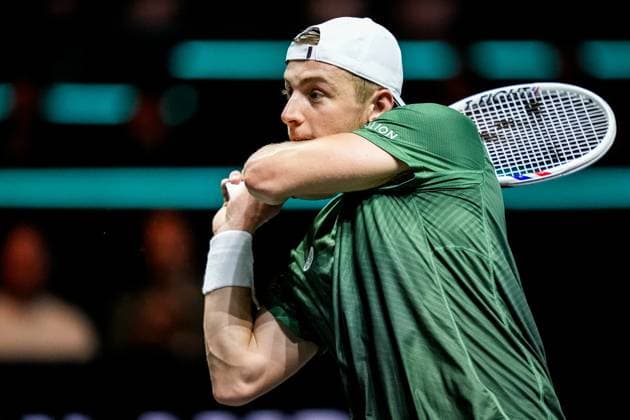 ROTTERDAM, NETHERLANDS - FEBRUARY 6: Tallon Griekspoor of the Netherlands plays a backhand in his Men s Singles Second Round match against Stefanos Tsitsipas of Greece during day four of the ABN AMRO Open at the Rotterdam Ahoy on February 6, 2025 in Rotterdam, Netherlands. (Photo by Rene Nijhuis) SPO  Copyright: xRenexNijhuis