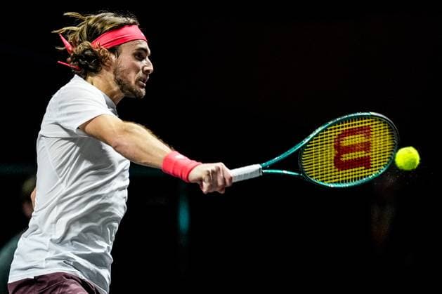 ROTTERDAM, NETHERLANDS - FEBRUARY 6: Stefanos Tsitsipas of Greece plays a backhand in his Men s Singles Second Round match against Tallon Griekspoor of the Netherlands during day four of the ABN AMRO Open at the Rotterdam Ahoy on February 6, 2025 in Rotterdam, Netherlands. (Photo by Rene Nijhuis) SPO  Copyright: xRenexNijhuis