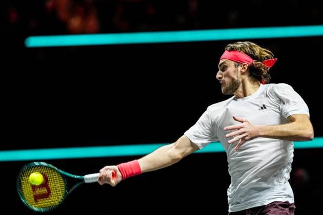 ROTTERDAM, NETHERLANDS - FEBRUARY 6: Stefanos Tsitsipas of Greece plays a forehand in his Men s Singles Second Round match against Tallon Griekspoor of the Netherlands during day four of the ABN AMRO Open at the Rotterdam Ahoy on February 6, 2025 in Rotterdam, Netherlands. (Photo by Rene Nijhuis) SPO  Copyright: xRenexNijhuis