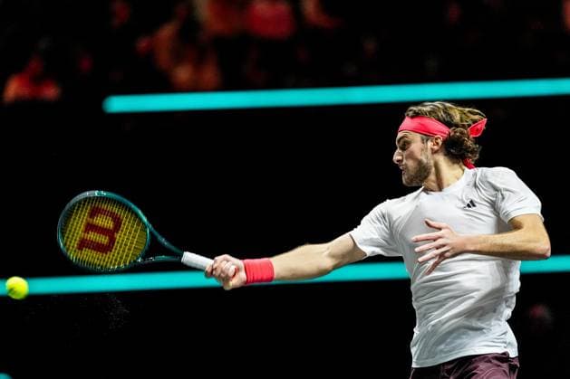 ROTTERDAM, NETHERLANDS - FEBRUARY 6: Stefanos Tsitsipas of Greece plays a forehand in his Men s Singles Second Round match against Tallon Griekspoor of the Netherlands during day four of the ABN AMRO Open at the Rotterdam Ahoy on February 6, 2025 in Rotterdam, Netherlands. (Photo by Rene Nijhuis) SPO  Copyright: xRenexNijhuis