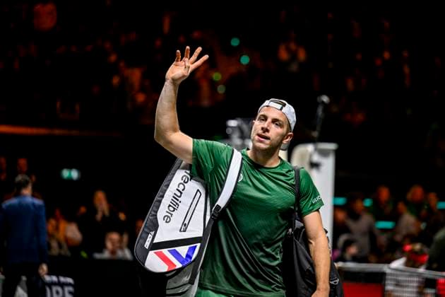 2025-02-06 ABN AMRO Open 2025 ROTTERDAM, NETHERLANDS - FEBRUARY 6: Tallon Griekspoor of the Netherlands competing in the Men s Singles during the ABN AMRO Open 2025 at Rotterdam Ahoy on February 6, 2025 in Rotterdam, Netherlands. Rotterdam Rotterdam Ahoy Netherlands Content not available for redistribution in The Netherlands directly or indirectly through any third parties. Copyright: xJanxKokx